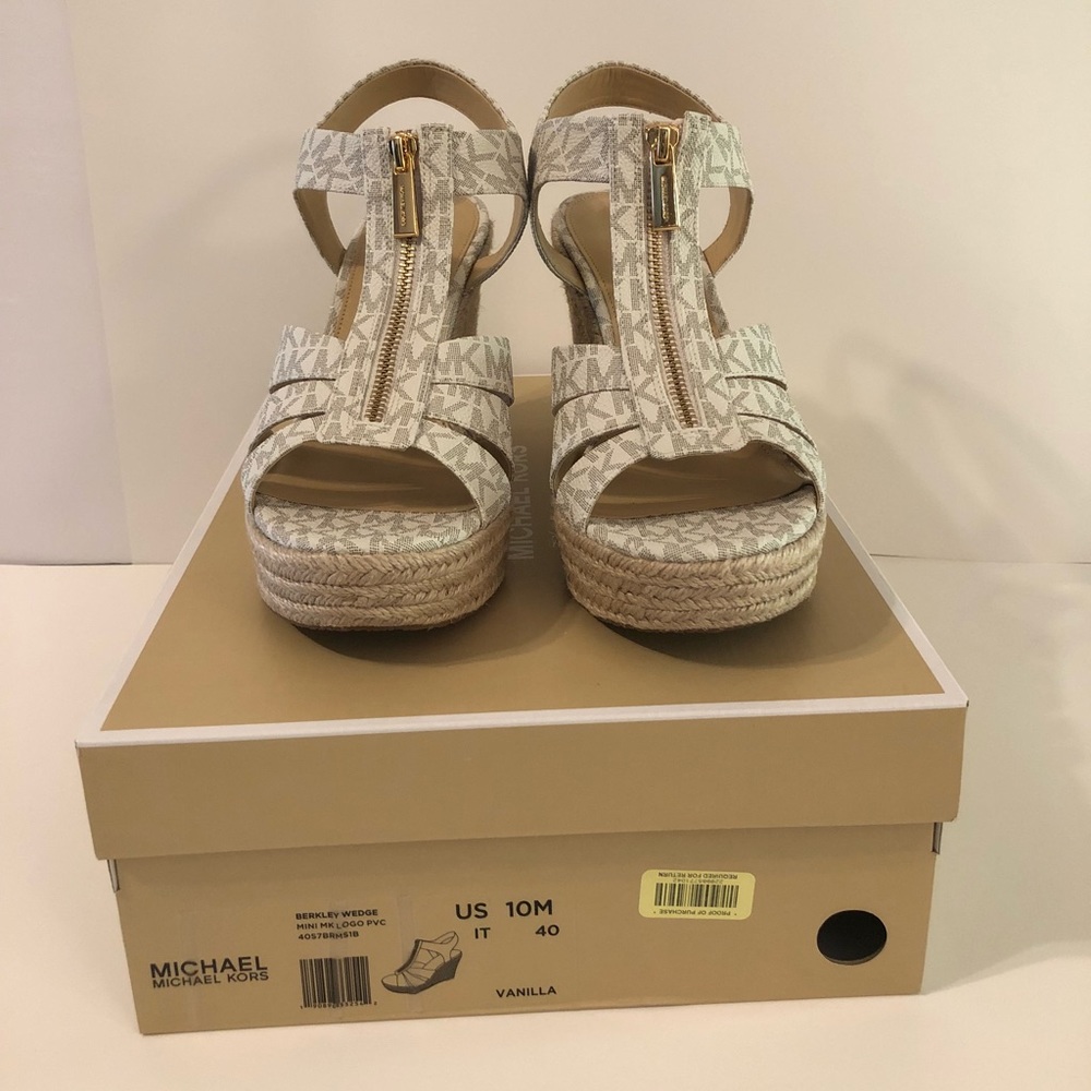 Berkley MK Logo Zip Up Espadrille Wedges